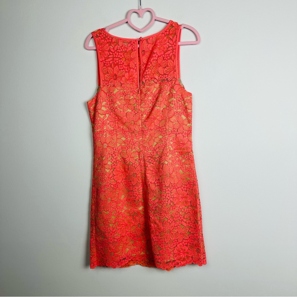 Trina Turk NWT Coral Floral Lace Mini Cocktail Dress Size 8 - Picture 7 of 11